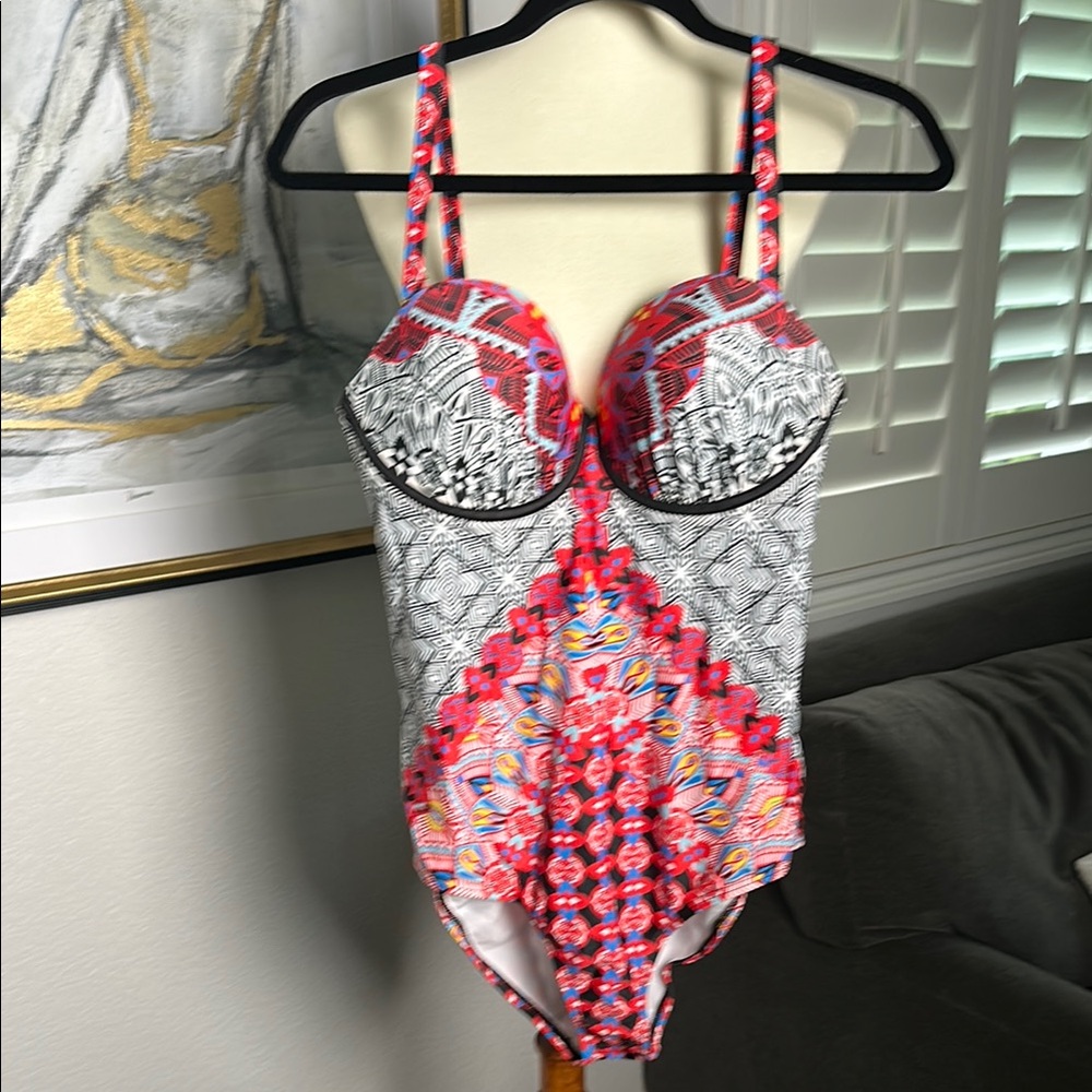 Swimsuits For All Multicolor Ethnic Design One Piece Swimsuit